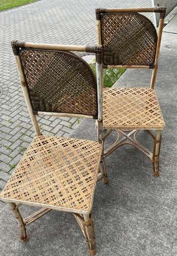 PAAR KORBSTÜHLE, RATTAN