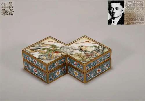 "Qianlong year" enamelled copper body landscape fi...