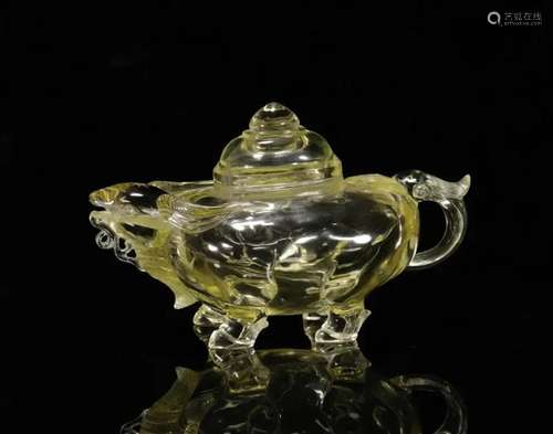 Qing dynasty topaz jar with lid