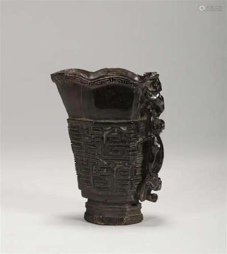 Dragon carved horn cup from qing Dynasty