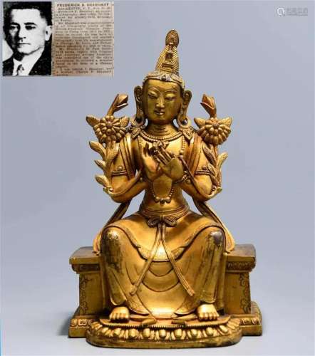 Bronze gilt seated statue of Maitreya Buddha