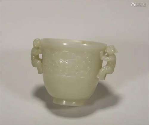 Hetian jade boy's cup of the Qing Dynasty