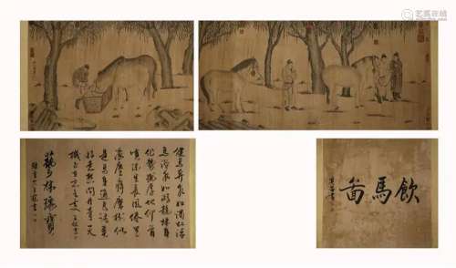 Yuan Dynasty Ren Renfa drink matu paper long roll