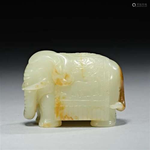 A jade carving of elephant,Qing dynasty