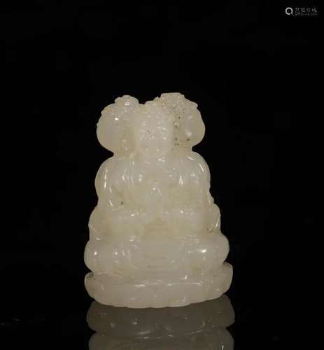 Hetian jade Buddha on three sides in qing Dynasty