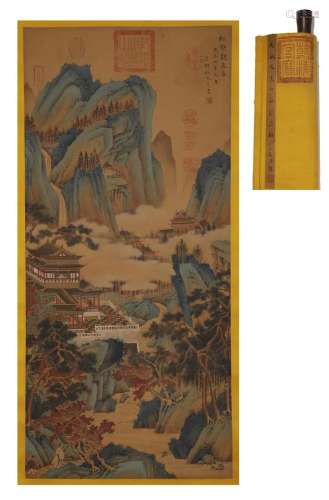 Yuan Dynasty Yao Ting Mei pine gully view spring diagram sil...