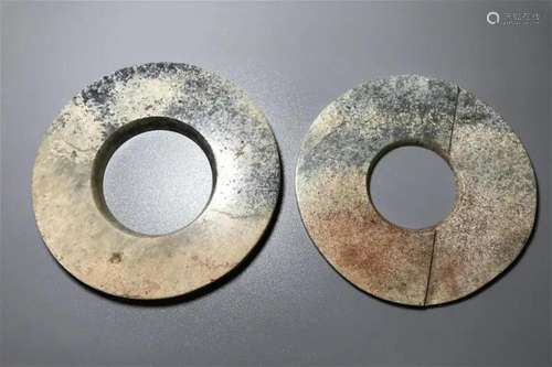 Cultural period jade ring pair