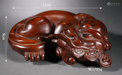 Carved Rosewood Beast Ornament