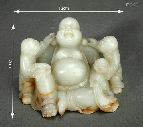 Carved Hetian Jade Maitreya