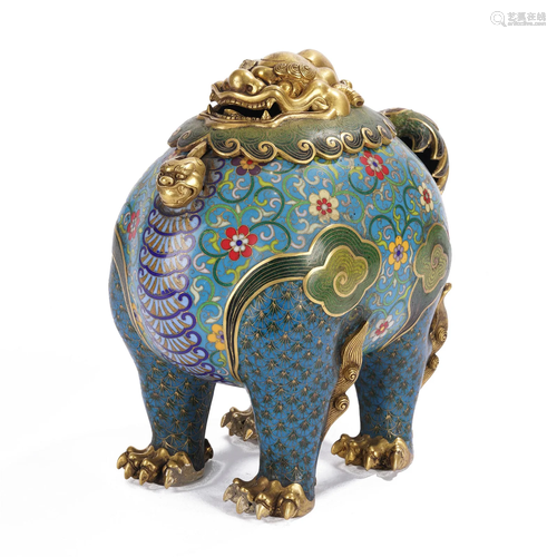 A CHINESE CLOISONNE ENAMEL INCENSE BURNER LUDUAN