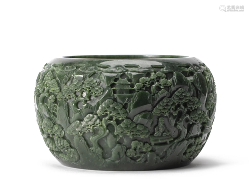 A CHINESE IMPERIAL CARVED JASPER JARDINIERE