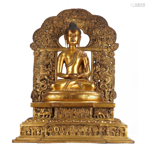 A TIBETAN BRONZE-GILT FIGURE OF AMITABHA