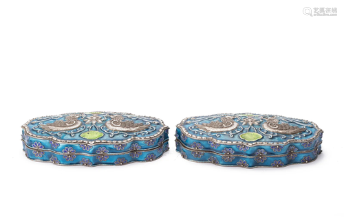 PAIR CHINESE ENAMELED POMANDER BOX WITH COVER