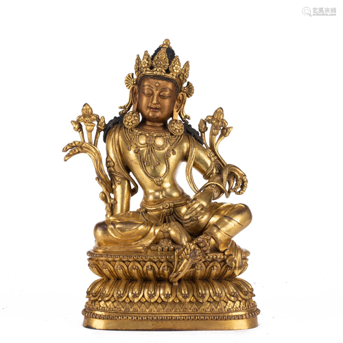 A TIBETAN BRONZE-GILT PADMAPANI