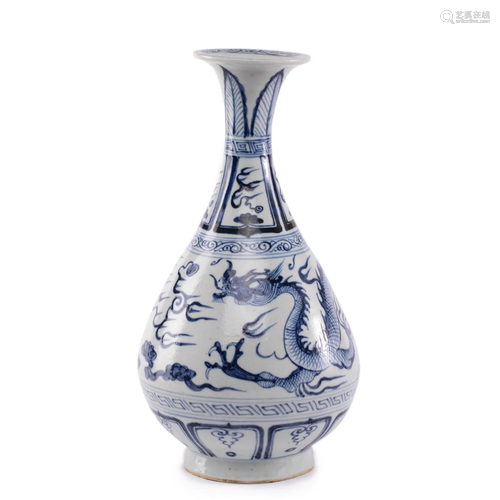 A CHINESE BLUE AND WHITE DRAGON VASE YUHUCHUNPING