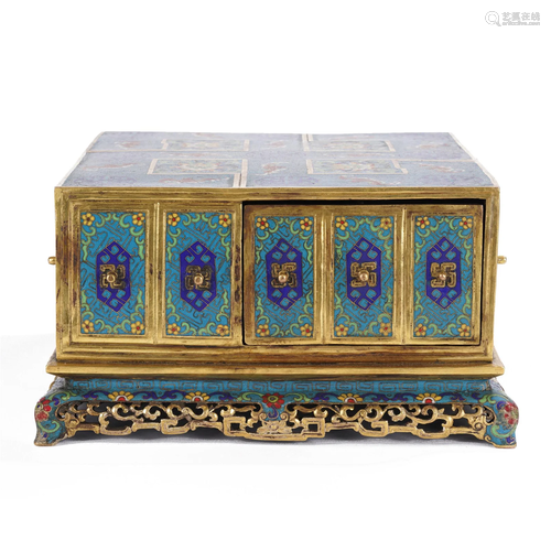 A CHINESE CLOISONNE ENAMEL SCHOLAR BOX