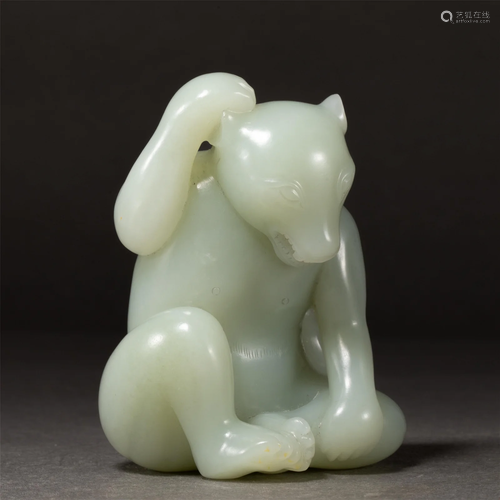 A RARE CHINESE CARVED JADE BEAR