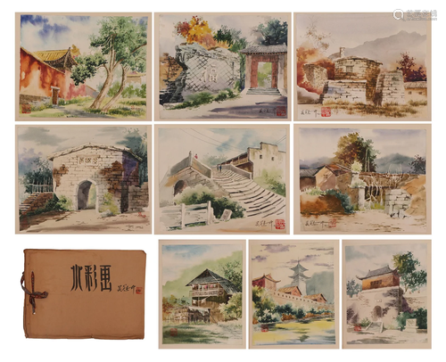 A WATER COLOR ALBUM SIGNED WU GUANZHONG