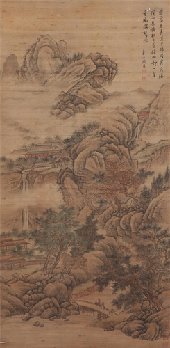 A CHINESE PAINTING OF RETURN TO RETEAT SIGNED ZHOUCHEN