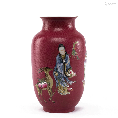 A CHINESE FAMILLE ROSE LANTERN VASE