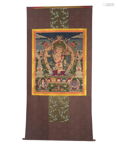 A TIBETAN TANGKA DEPICTING MANJUSRI