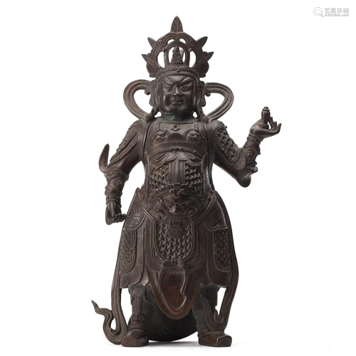 A BRONZE FIGURE OF GUARDIAN