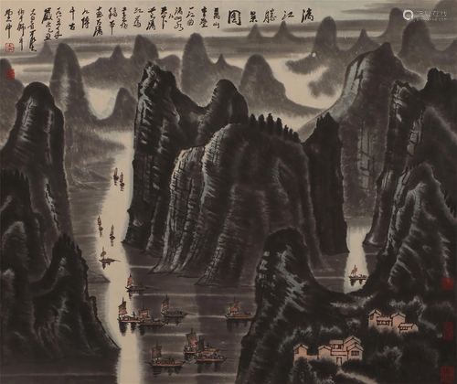 A CHINESE PAINTING OF RIVER LI SIGNED LI KERAN