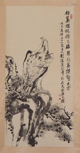 A CHINESE PAINTING OF FALCON SIGNED LIU HAISU