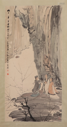 A CHINESE PAINTING OF SCHOLARS GATHERING