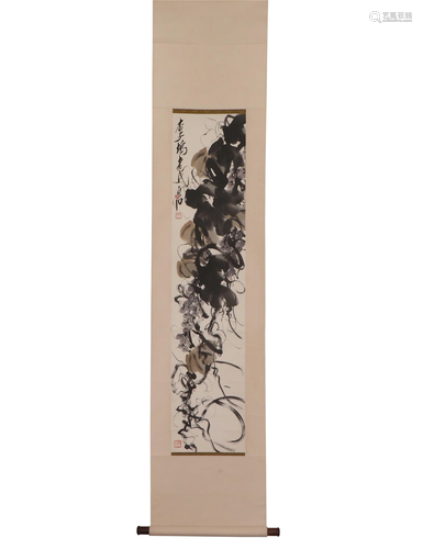 A CHINESE PAINTING OF GRAPEFRUITS SIGNED QI BAISHI