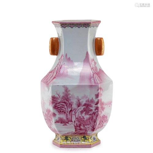 A CHINESE ENAMELED LANDSCAPE VASE