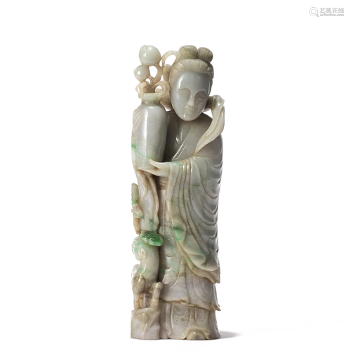 A CHINESE CARVED JADEITE LONG ELIZA