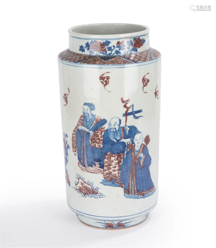 A CHINESE UNDERGLAZE BLUE AND COPPER RED VASE