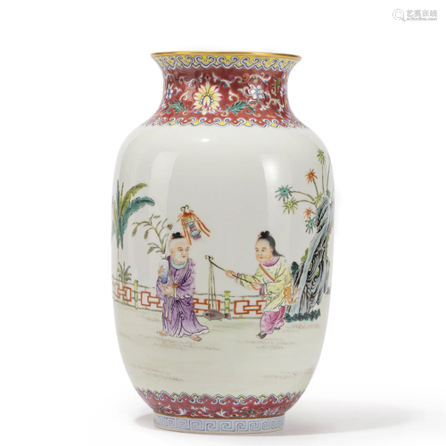 A CHINESE FAMILLE ROSE LANTERN VASE