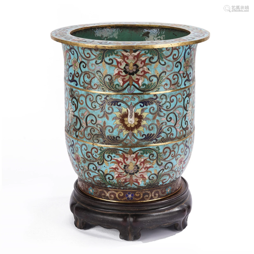 A CHINESE CLOISONNE ENAMEL JARDINIERE