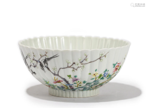 A FAMILLE ROSE BIRD ON BRANCH BOWL