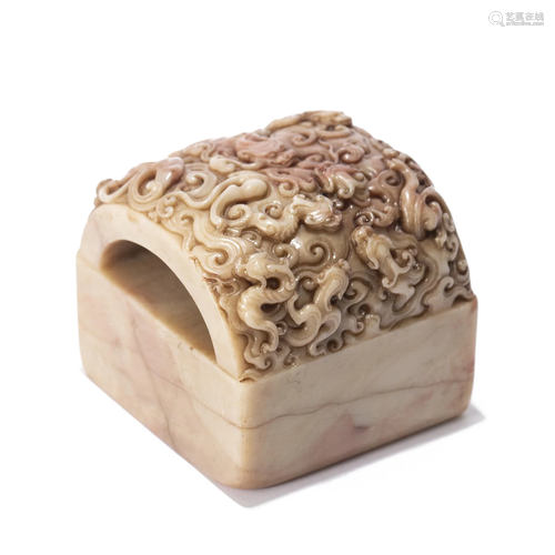 A CHINESE CARVED SOAPSTONE SEAL