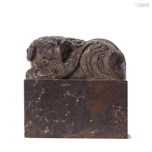 A CHINESE CARVED STONE SEAL