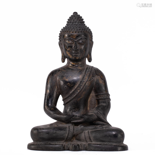 A BRONZE-GILT FIGURE OF AMITABHA