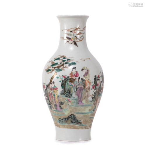 A CHINESE FAMILLE ROSE EIGHT IMMORTALS VASE