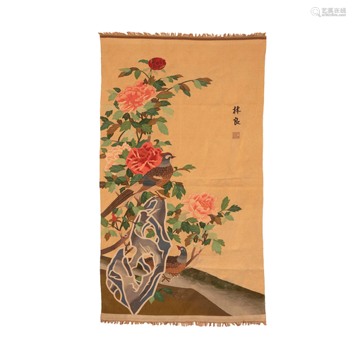 A CHINESE KESI EMBROIDERED HANGING PANEL