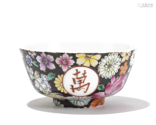 A CHINESE FAMILLE ROSE MILLE FLEUR BOWL