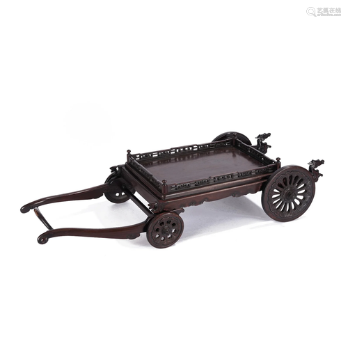 A CARVED ROSEWOOD CART