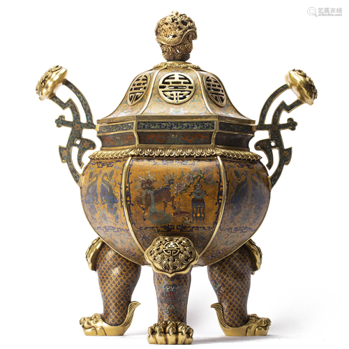 A CLOISONNE ENAMEL INCENSE BURNER