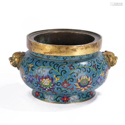 A CHINESE CLOISONNE ENAMEL BOMBE CENSER