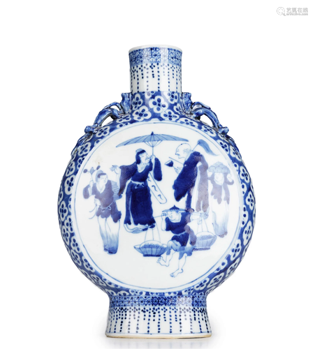 A CHINESE BLUE AND WHITE MOON FLASK