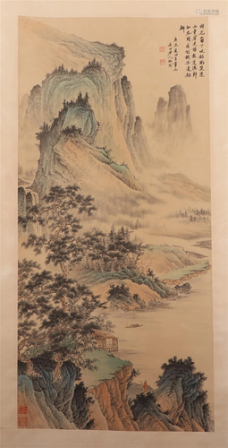 A CHINESE PAINTING OF LANDSCAPE SIGNED SHENZHOU