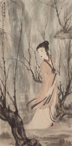 A CHINESE PAINTING OF LONG ELIZA SIGNED FU BAOSHI