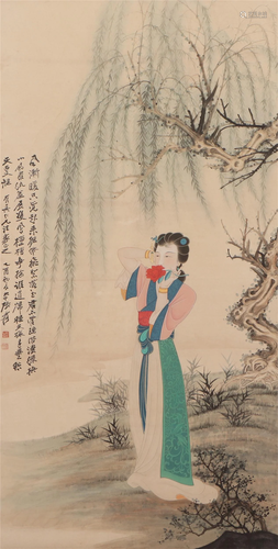 A CHINESE PAINTING OF LONG ELIZA SIGNED ZHANG DAQIAN