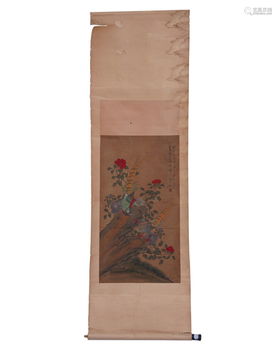 A CHINESE PAINTING OF FLOWER SIGNED JIANG TINGXI